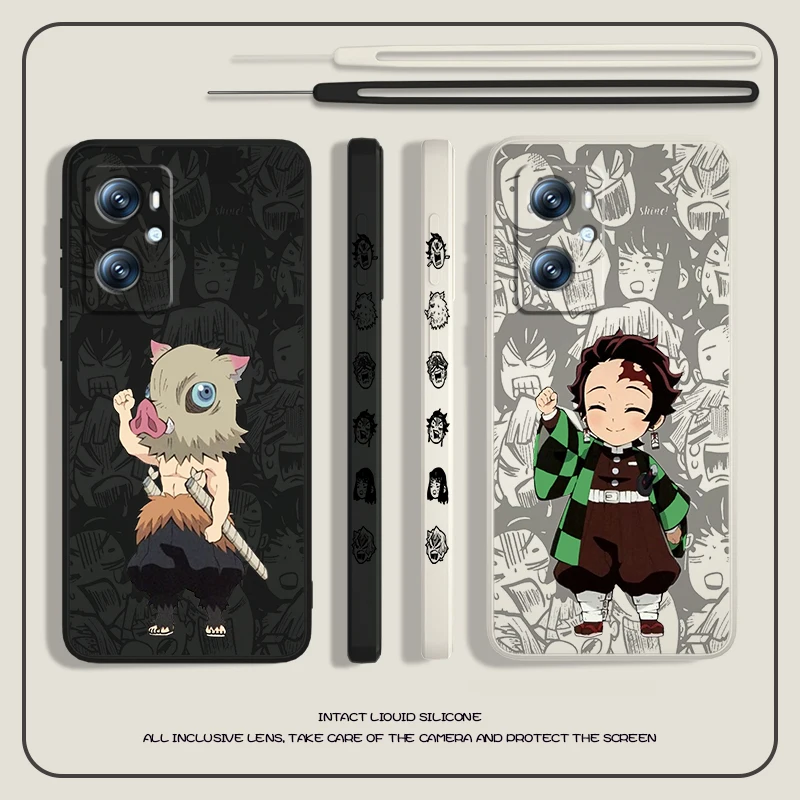 

Anime Demon Slayer Liquid Left Rope Phone Case For OPPO Find X5 X3 X2 Lite Pro Neo A74 A72 A53S A9 2020 4G 5G Cover Capa Shell