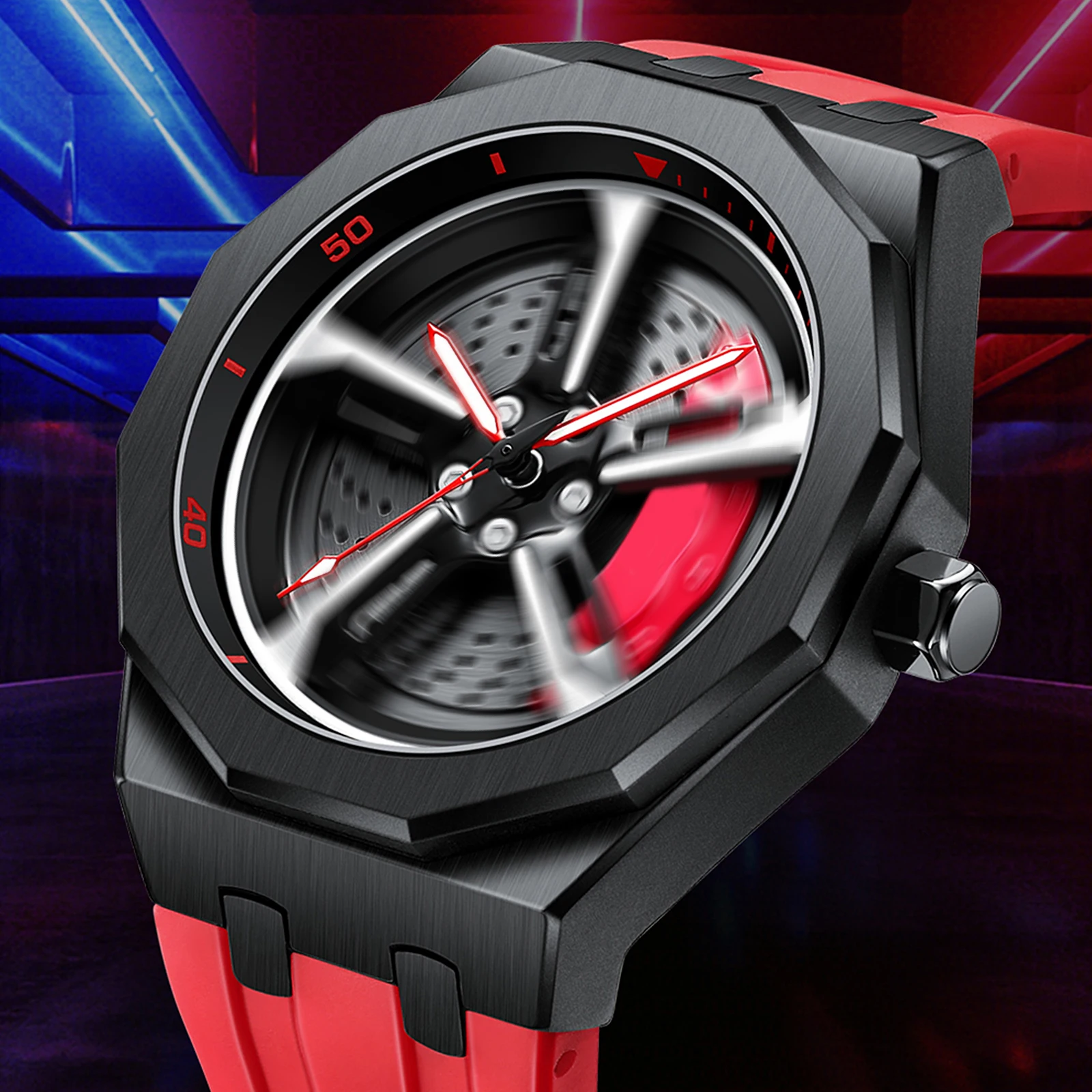 

Relogio 3D 360° Spinning Man Watches Waterproof Rotate Watches Car Rim Watch Quartz Men's Sports For Men Clock Reloj Hombre