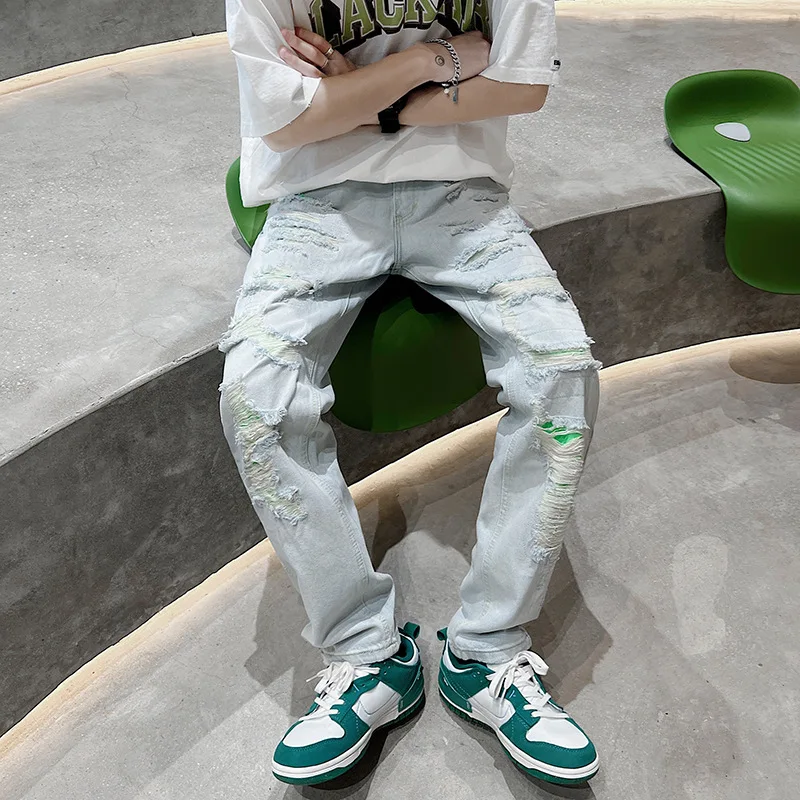 Men's Clothing Men's Jeans Hip Hop Slim Ripped Jeans Men's Clothing Y2k Clothing Korean Fashion Streetwear Jeans Aesthetics