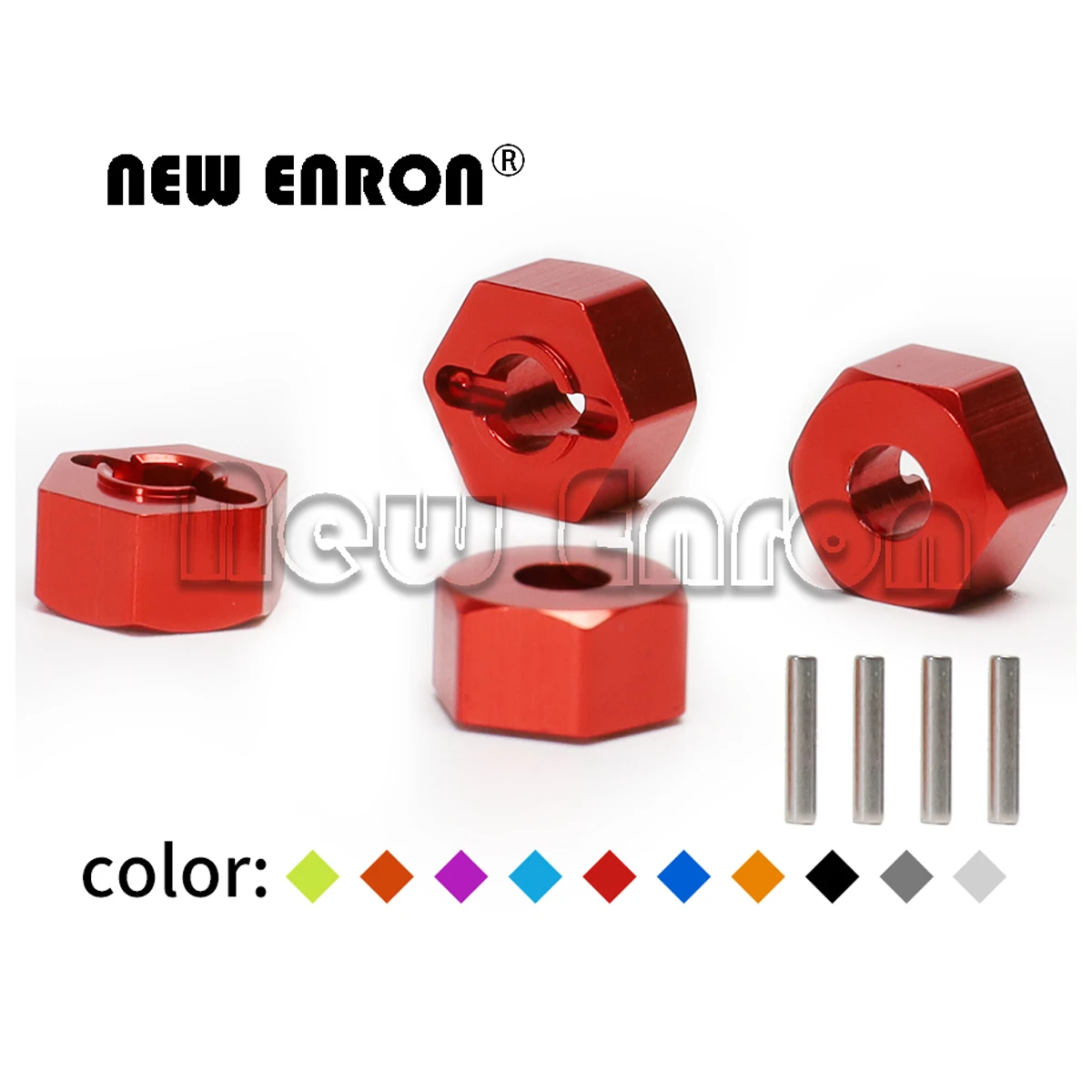 NEW ENRON 4Pc Aluminum 7MM Thickness 12MM Wheel Hex Mount+Pin 1654 For RC Traxxas 1/10 Slash Rustler Stampede Jato Upgrade Parts