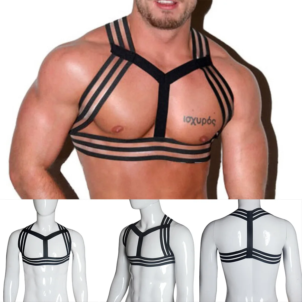 

Men Chest Harness Halter Elastic Straps Body Chest Body Male Jockstrap Lingerie Harness Bondage Costume Clubwear