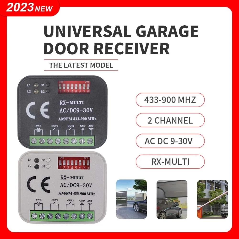 

RX MULTI Garage Receiver Universal Door Remote Control Switch 433MHz-868MHz AC/DC 9-30V For HORMANN MARANTEC SOMMER LIFTMASTER