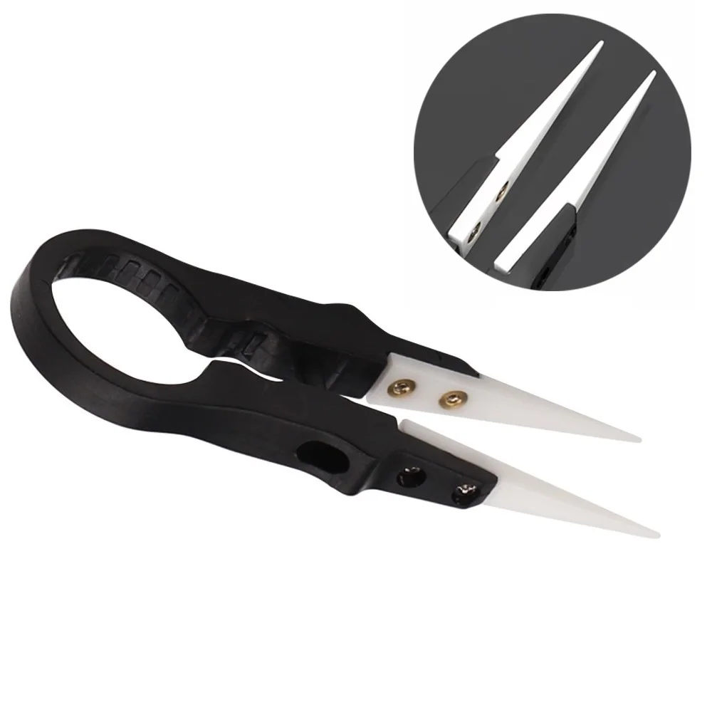 

1 Pcs Head Tweezers Multifunctional Steam Vaper Ceramic Insulation Forceps Black Electrical Equipment Repair Tools