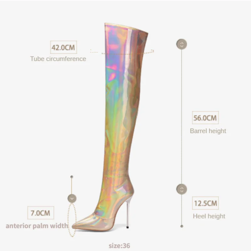 Europe and America Shining Phantom Slim High Heels Sexy Night Club Pole Dance Over Knee Boots34-45Thigh High Boots Womens Boots