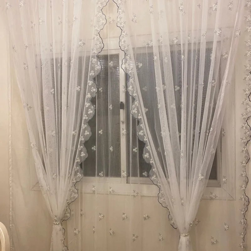 Элегантная жемчужная прозрачная занавеска для гостиной сельской местности