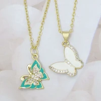korean jewelry candy green white color butterfly pendant necklace girls womens daily life party gift joyeria de mariposa
