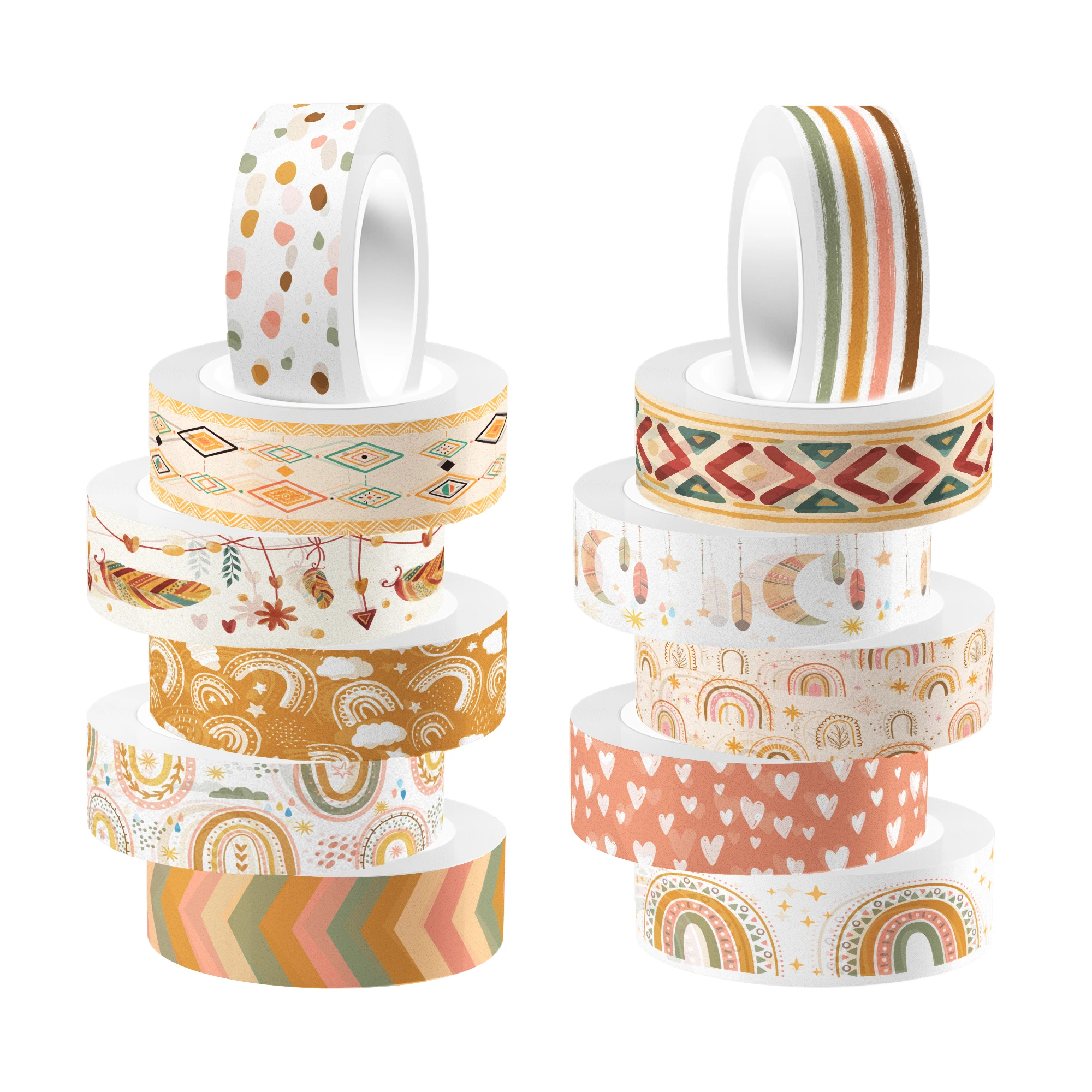 

Cartoon Bohemian Rainbow Adhesive Stationery Tape DIY Scrapbooking Album Material Decorative Sticker Journal Crafts Roll Sticker