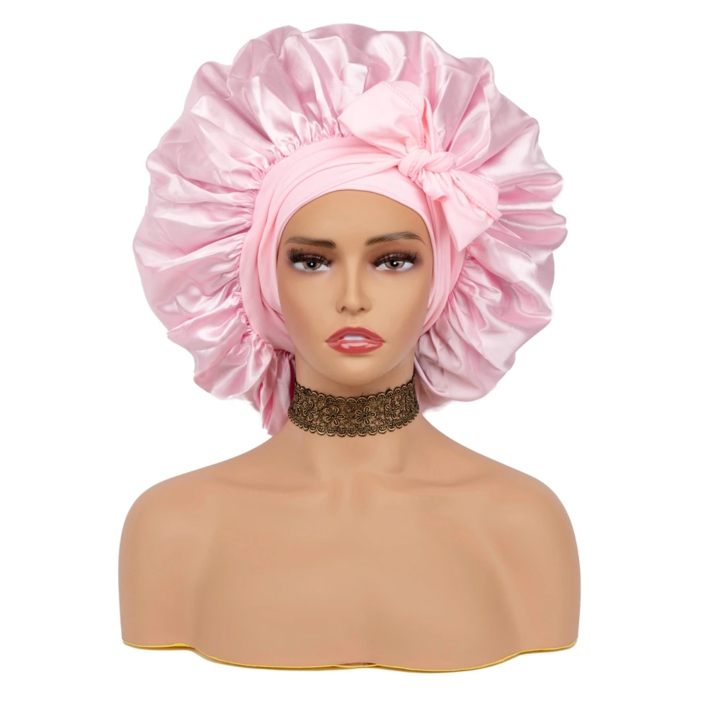 

Silk Sleeping Cap Hair Bonnets for Women Silky Bonnet for Curly Hair Wide Elastic Band Sleep Cap Silk Hair Bonnet for Sleeping