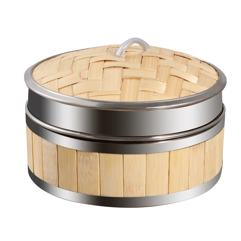 Bamboo Braided Steamer with Cover Rice Cooker Steaming Grid for Meals Dumplings Basket Steam Pot Cage Kitchen Cooking Utensils