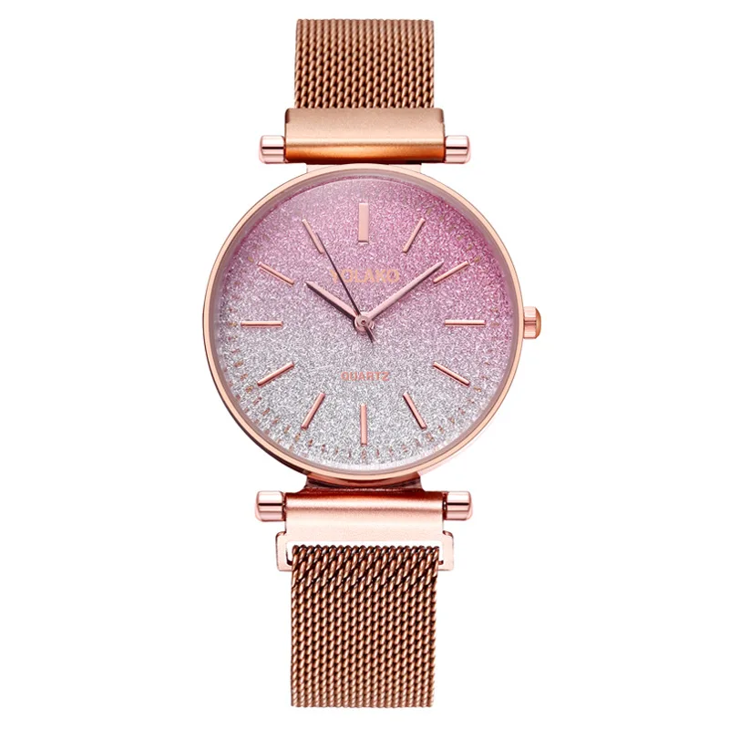 Moda Redonda Quartzo Fosco Digital Dial Relógios Casuais Cinta Líquida Inoxidável Relógio de Pulso à Prova Impermeável Água para Mulher