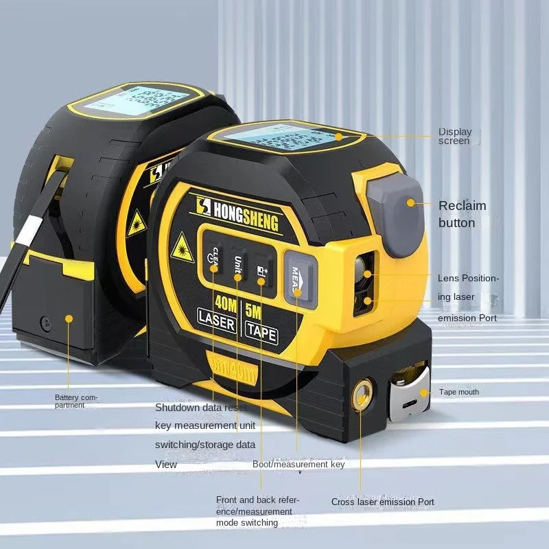 

High Precision Laser Tape Measure Infrared Rangefinder Crosshair Level Meter Electronic Measurement Smart Three-in-One