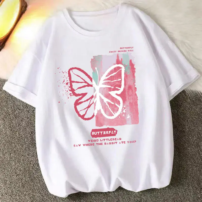 

Футболка женская свободного покроя с коротким рукавом, из натурального хлопка