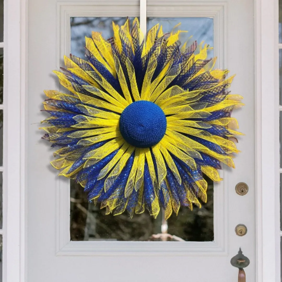 

Sunflower Wreath Festival Ornament Artificial Flower Garland Home Wall Door Hanging Pendant Welcome Front Door Party Decor Craft