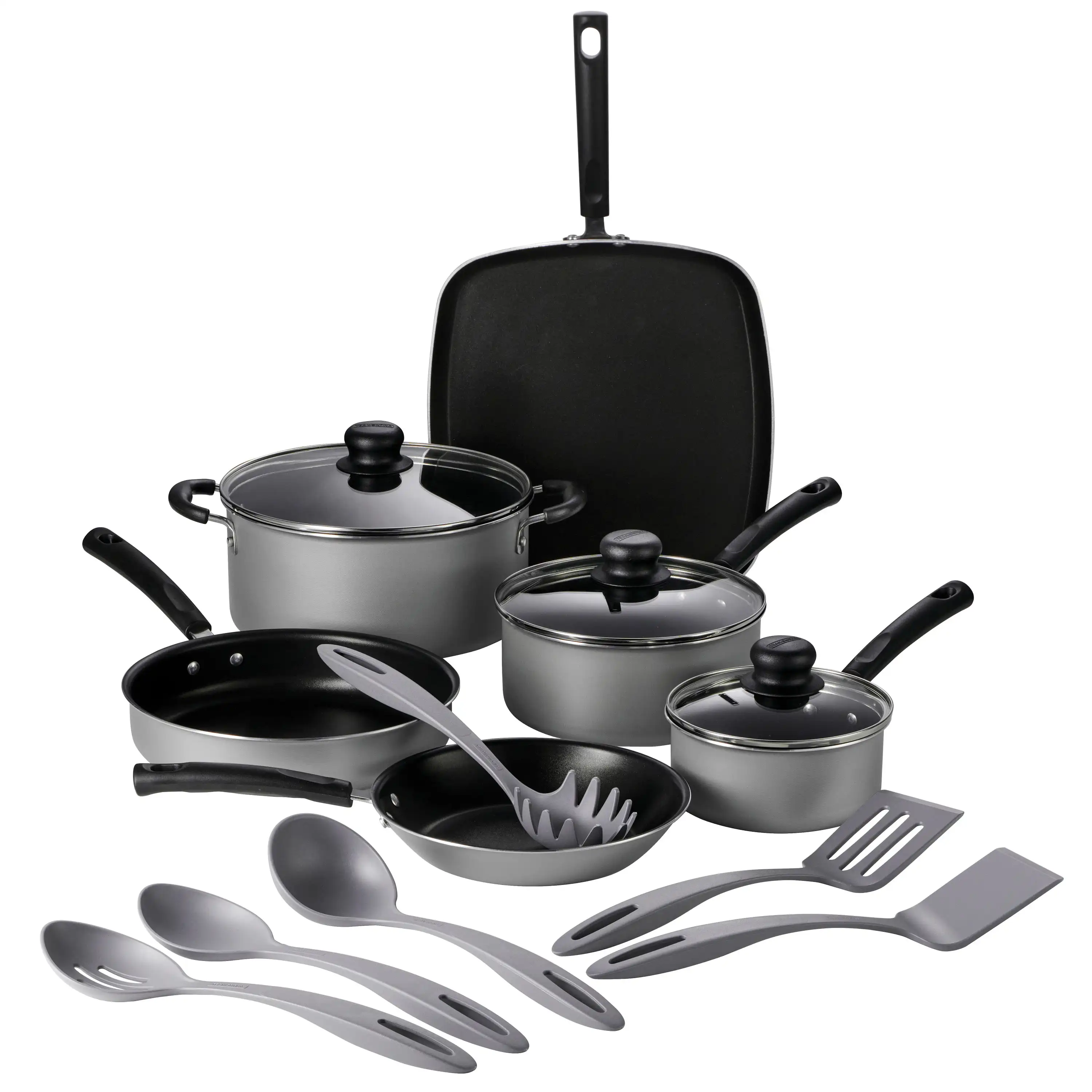 

15 Pc Cookware Set - Silver Aluminum Nonstick