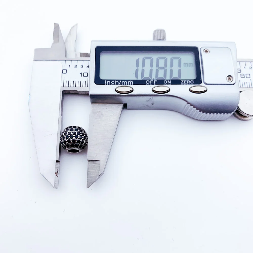 Шарм-шарик из серебра 925 пробы с черным кристаллом циркония |