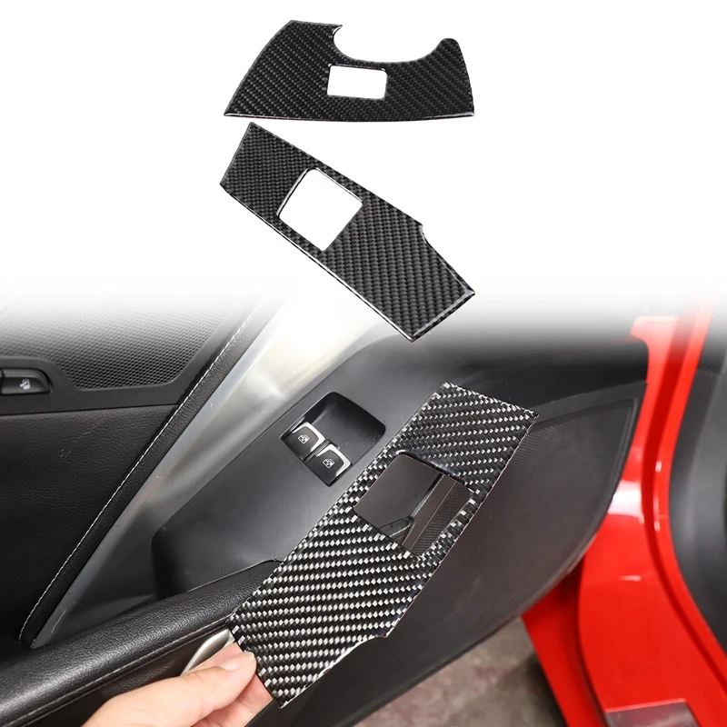 

Car Soft Carbon Fiber Window Glass Lift Switch Frame Sticker Cover Trim Stickers For Chevrolet Corvette C7 2014-2019