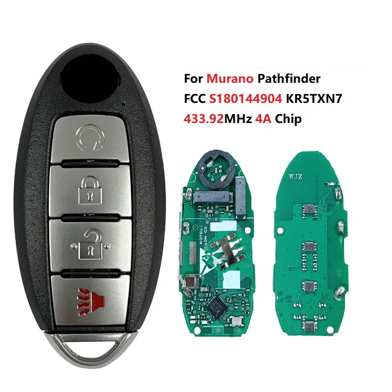

CN027083 S180144904 KR5TXN7 для Murano Pathfinder 2019 2020 дистанционный смарт ключ-брелок 433,92 MHz 4A Chip PN 285E3-9UF5B