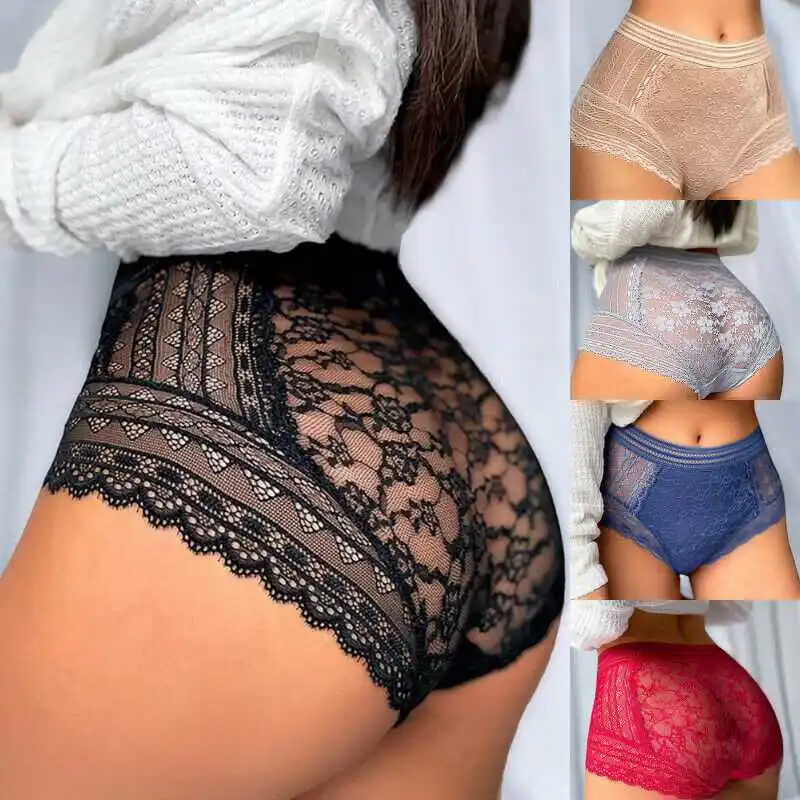 

Women Sexy High Waist Underwear Lingerie Panties Soft Knickers Briefs Lace Sheer