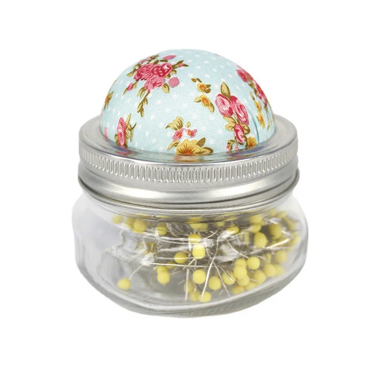 

Craft Sewing Notions Colorful 200 Pcs Quilting Fabric Pin Cushion with Glass Bottle