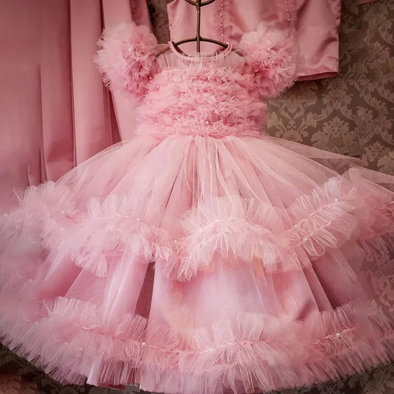 

Pink Flower Girl Dresses 2023 Elegant Sleeveless Princess Dress For Weddings Party First Communion Pageant Gowns