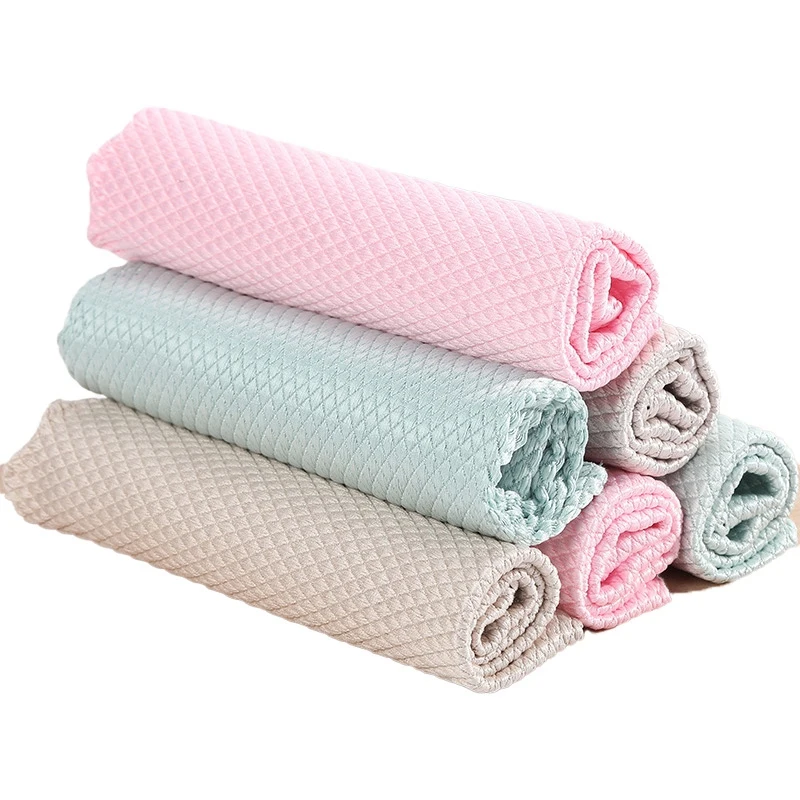 

50Pcs Fish Scale Rag Does Not Leave Marks Household Cleaning Cloth Kitchen Degreasing No Marks Absorbent No Hair Towel