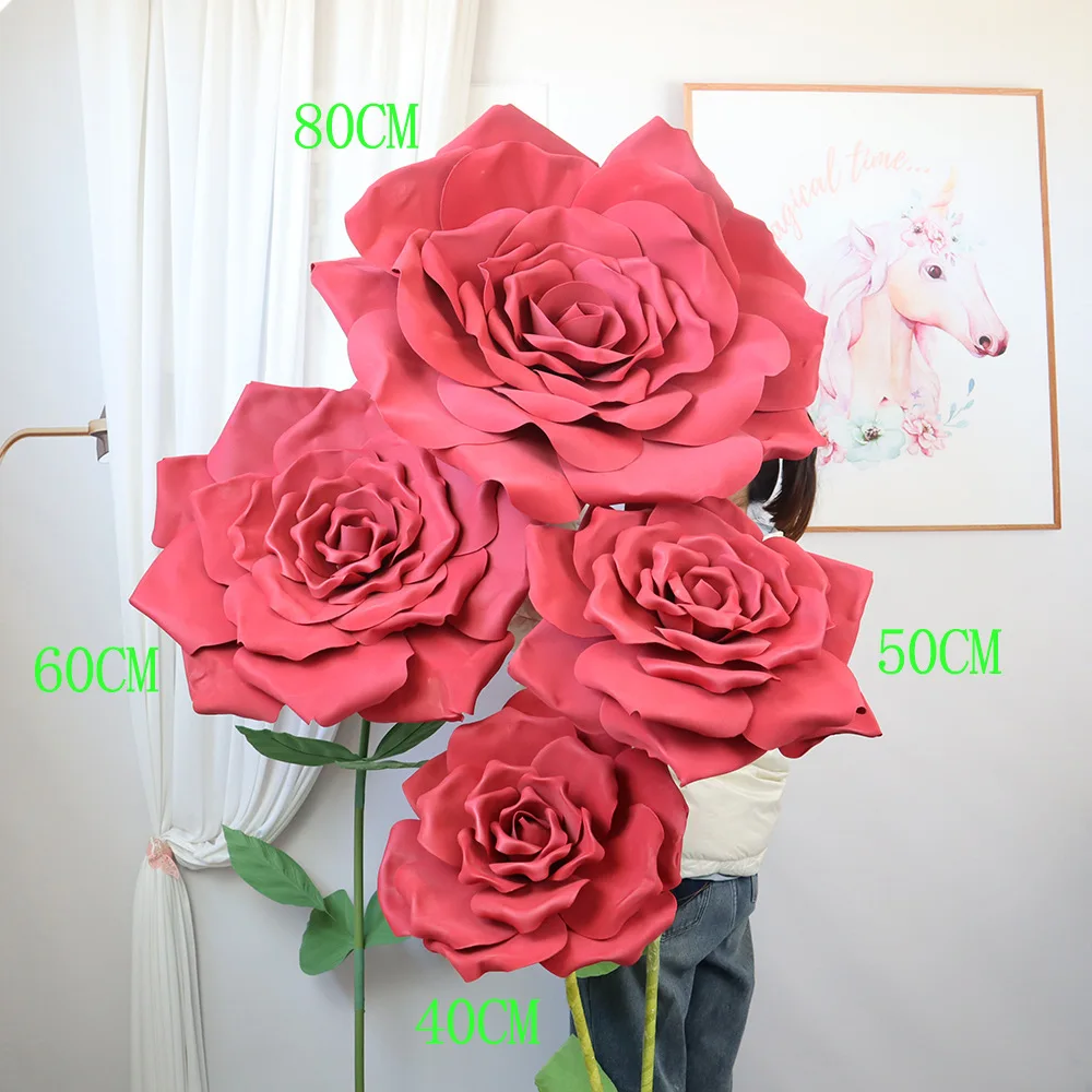 

PE Foam Paper Giant Curl Rose Flowers For Wedding Road Leading Display Flores Stage Setting Layout Decoration Artificial Flowers