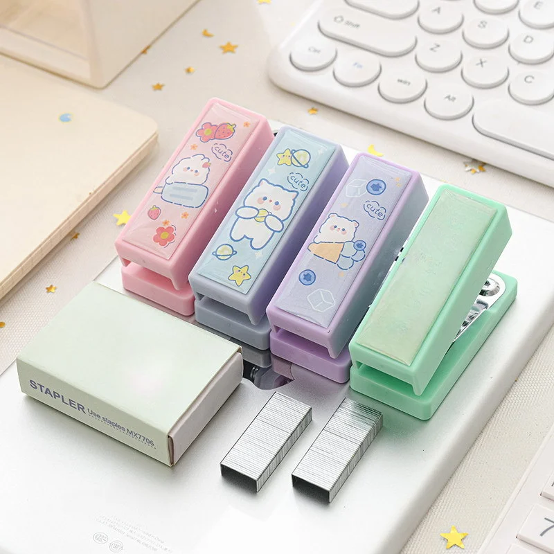 

Cute Cartoon Mini Stapler Set with Staples Paper Binder Children Stationery Office Binding Tools Student School Supplies