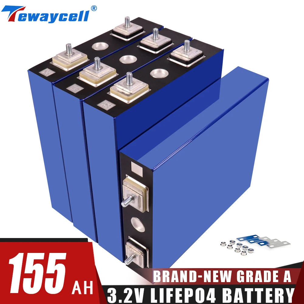 

4Pcs New 3.2V Grade A Brand 155AH Lifepo4 Lithium Iron Phosphate Rechargable Battery Prismatic RV EV Solar System EU US TAX FREE