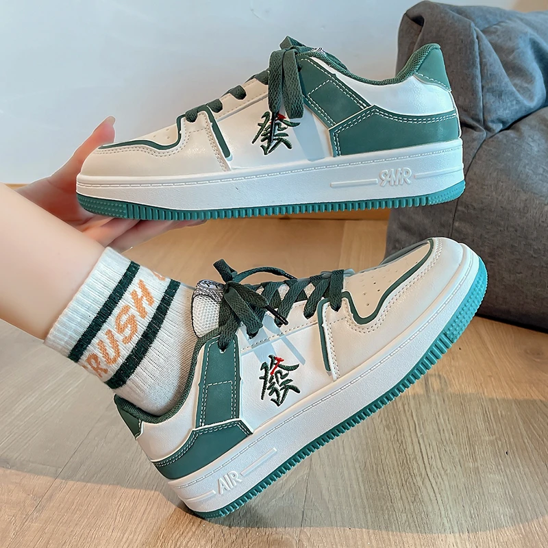 

Xiaobai Shoes Hong Kong Style Casual Women's Skate Shoes 2022 Autumn New Niche Design Fortune Mahjong Women's Single Shoes