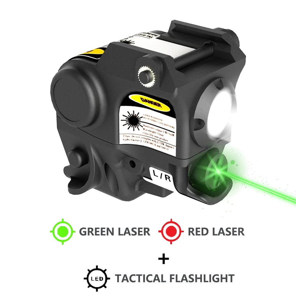 

Compact Pistol Tactical LED Light with Red Green Laser Sight for Taurus G2C G3C Picatinny Rail GLOCK 17 Ruger SR9C airsoft gun