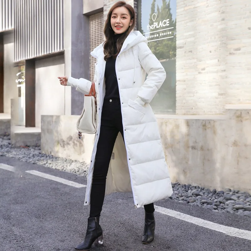 winter jacket coat women  Long down jacket women's knee length 2022 new fashion slim hooded coat