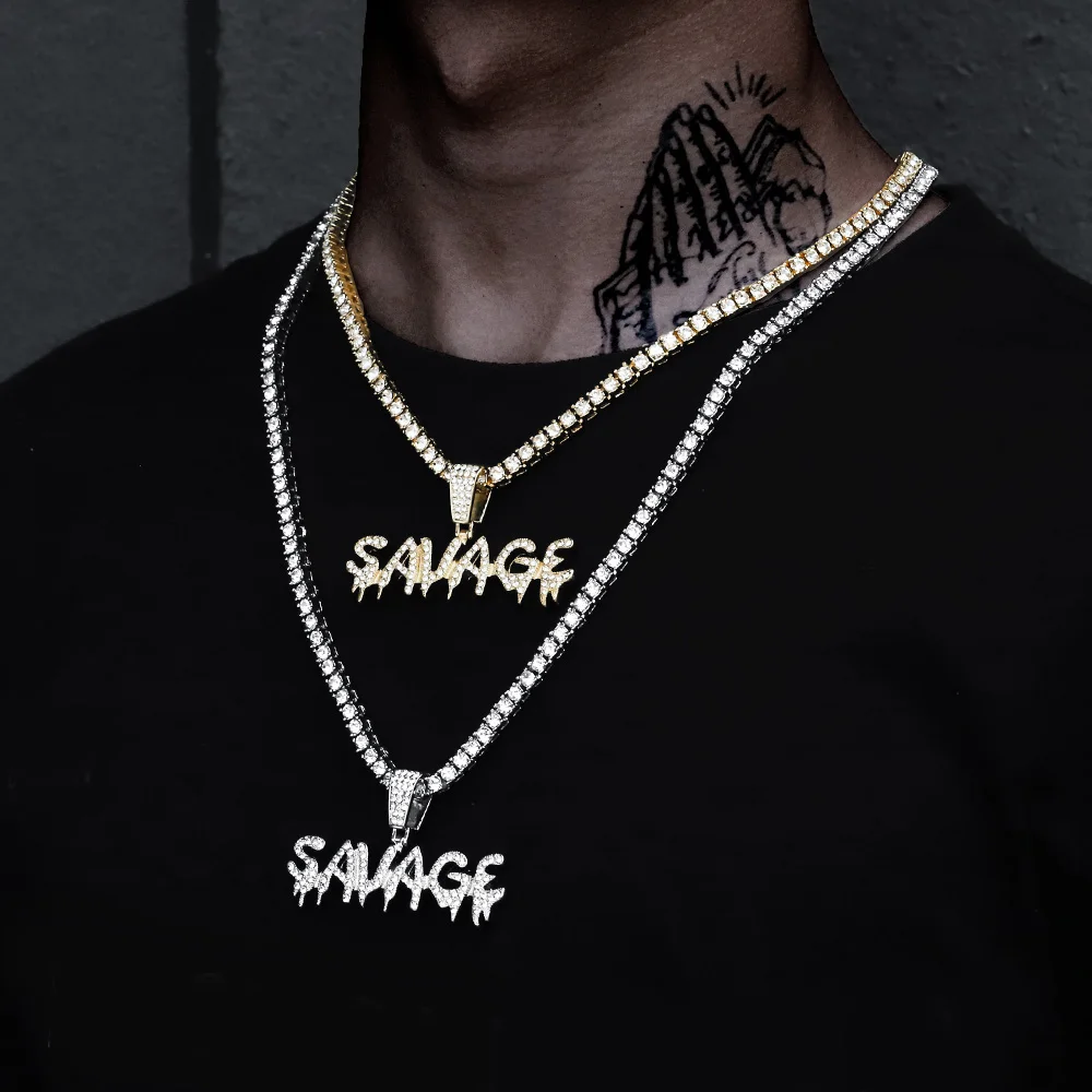 Цепочка с подвеской в виде надписи Savage Мужская выразительное ожерелье со
