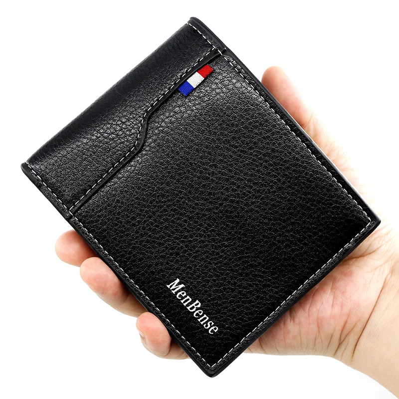 New European and American Men's Short Wallet PU Leather Coin Purses Large Capacity Card Holders Male Luxury Money Clip