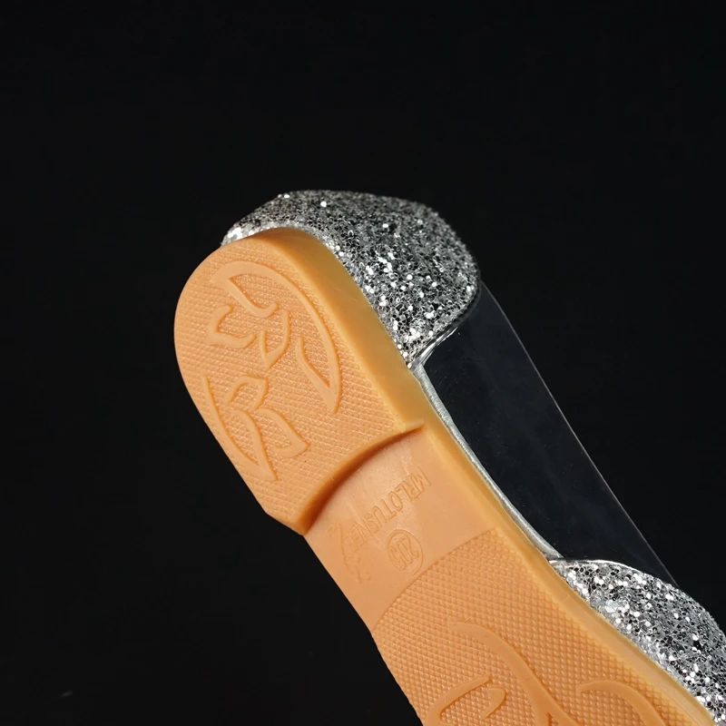 Girl's Sparkling Glitter Flat Heel Closed Toe Flats With Rhinestone Party Shoes601-8 | Детская одежда и обувь