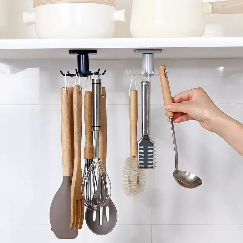 

360 Degrees Rotated Punch-free kitchen spatula spoon rack wall hanging kitchen utensils Jewelry hook rotating hook
