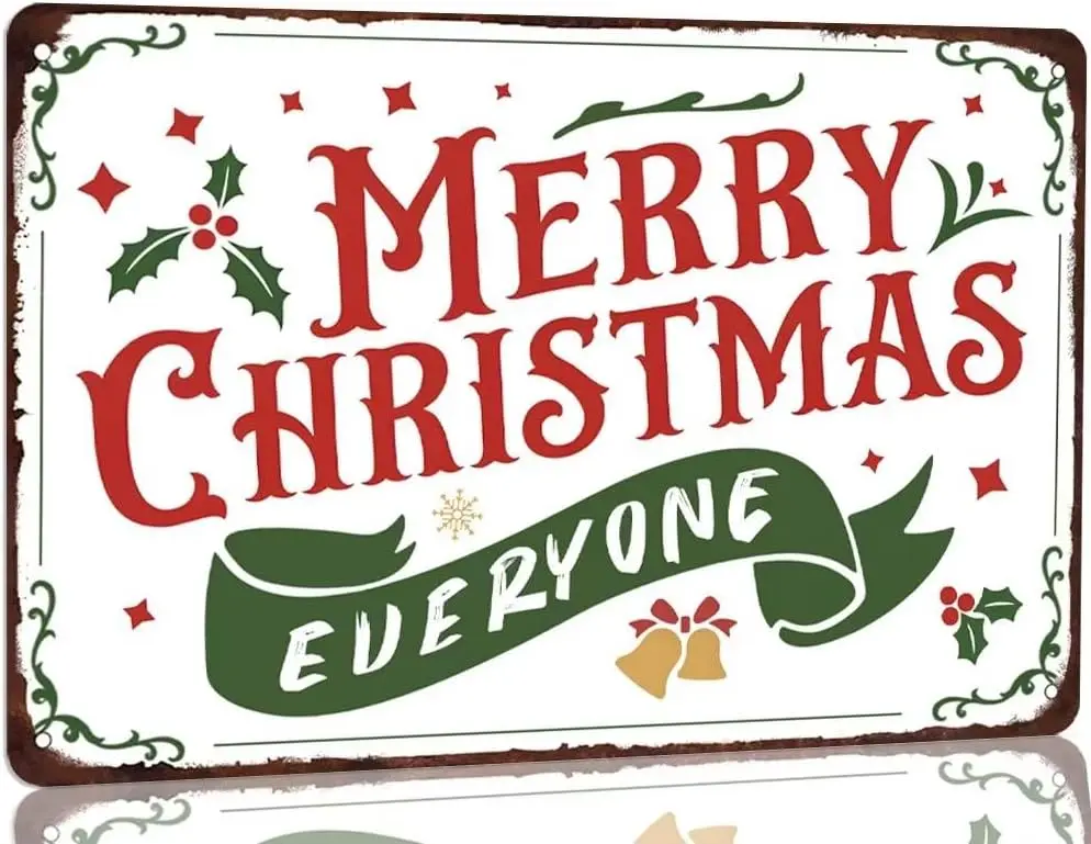 Chrstms Decortons Tn Sgn Merry Everyone Metl Sgns Frmhouse Rustc Декор для домашней комнаты Cfe Br 8x12 nch
