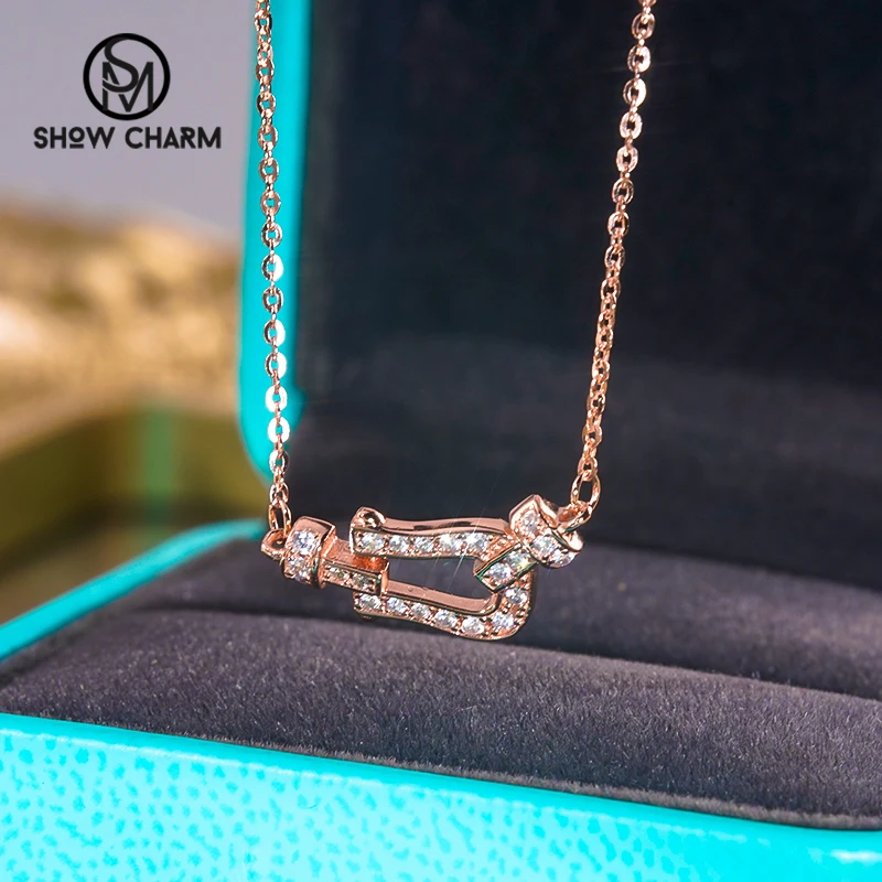 

S925 Exquisite High-End Horseshoe Buckle U-Shaped Necklace Women's Light Luxury Niche Clavicle Chain Sterling Silver