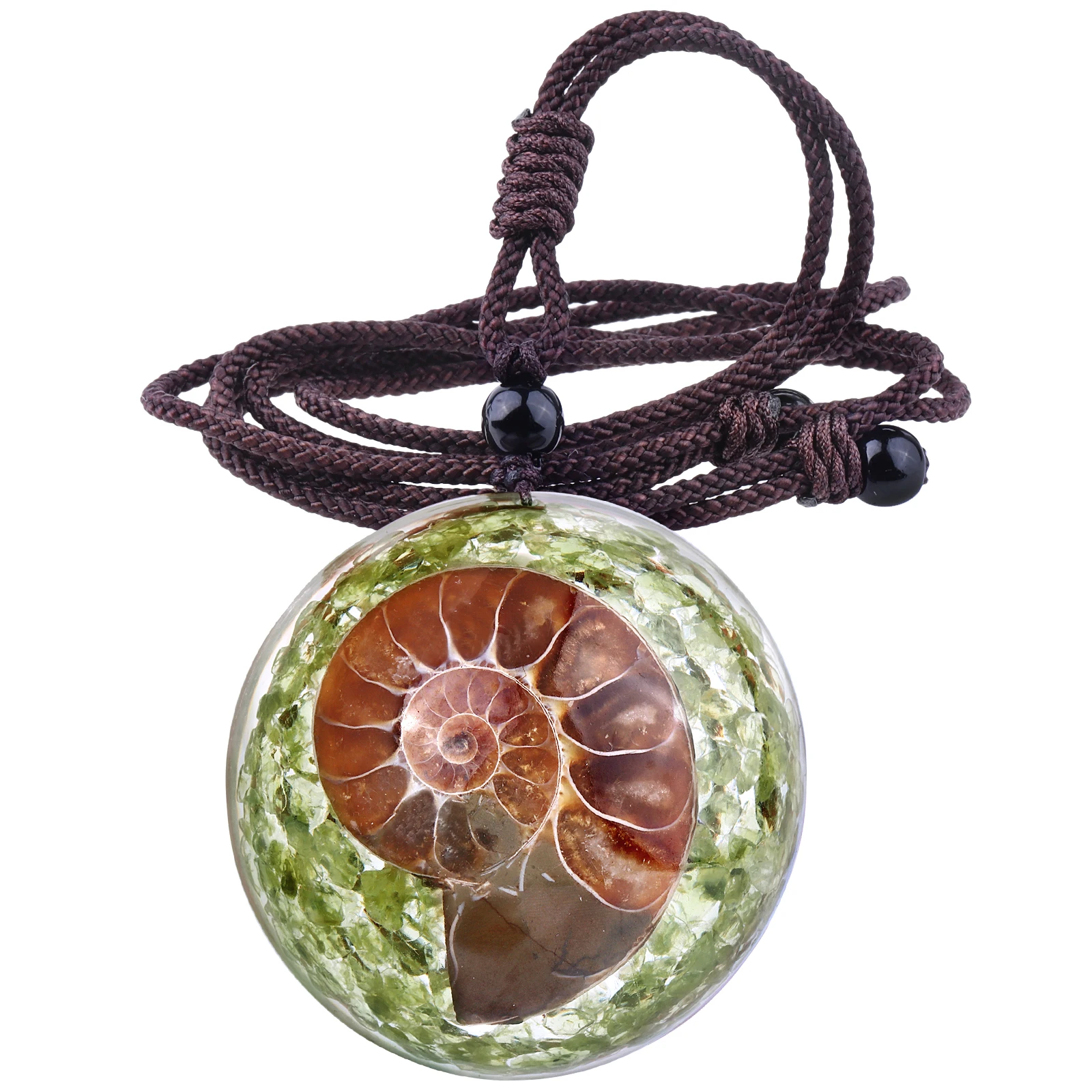 

Подвеска с натуральным аметистом, блестящим минералом, регулируемое ожерелье, оргонит, энергия улитки, ископаемый маятник, ювелирные издел...