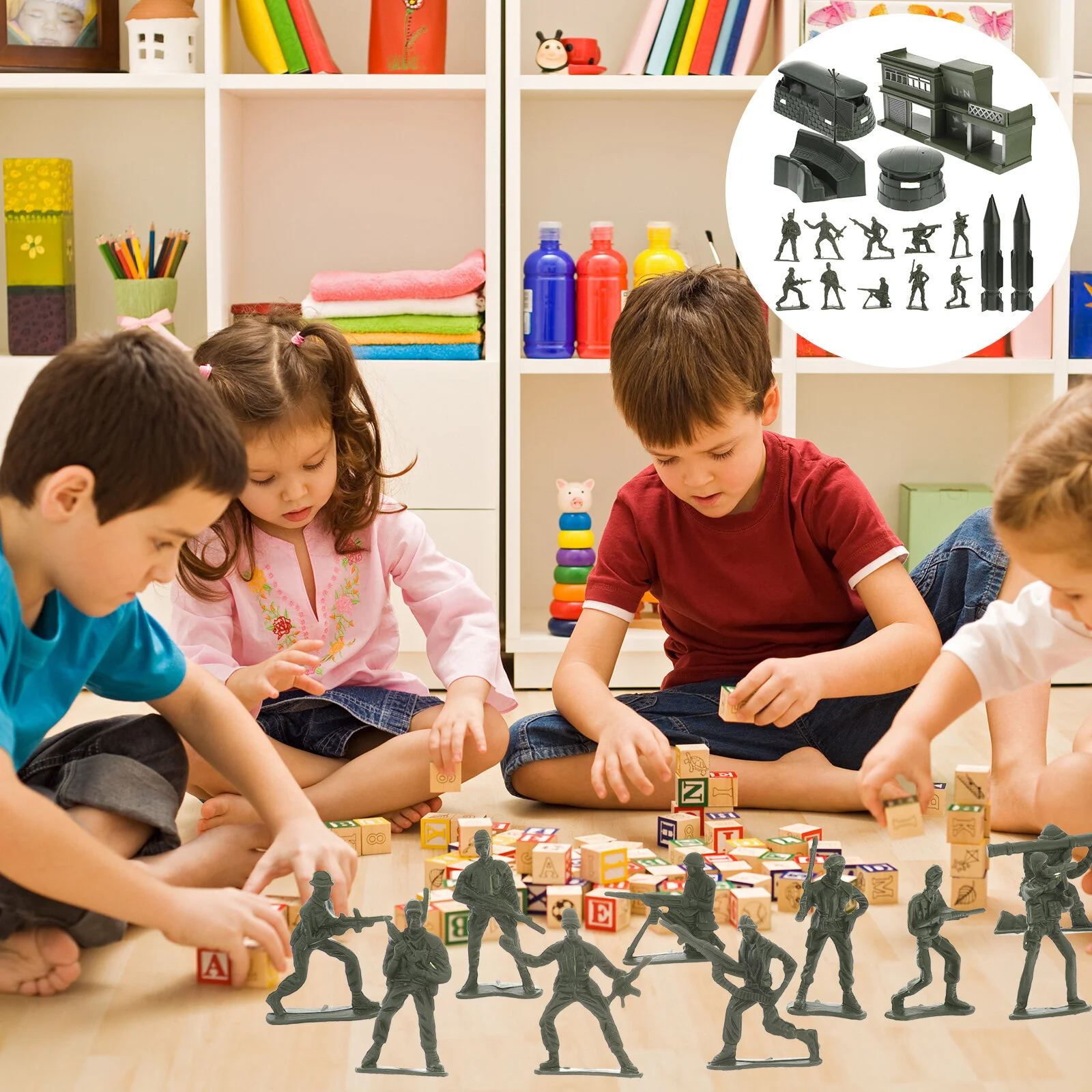 

56pcs Soldier Model Toys Funny Men Model Soldiers Playset Action Figures for Kids Children Play Birthday Party Favors