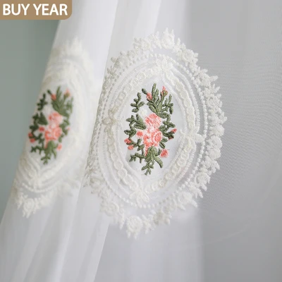 

2023New Embroidered White tulle Curtains for Living Room Bedroom Bay Window Finished Custom Partition Curtain Home Decoration