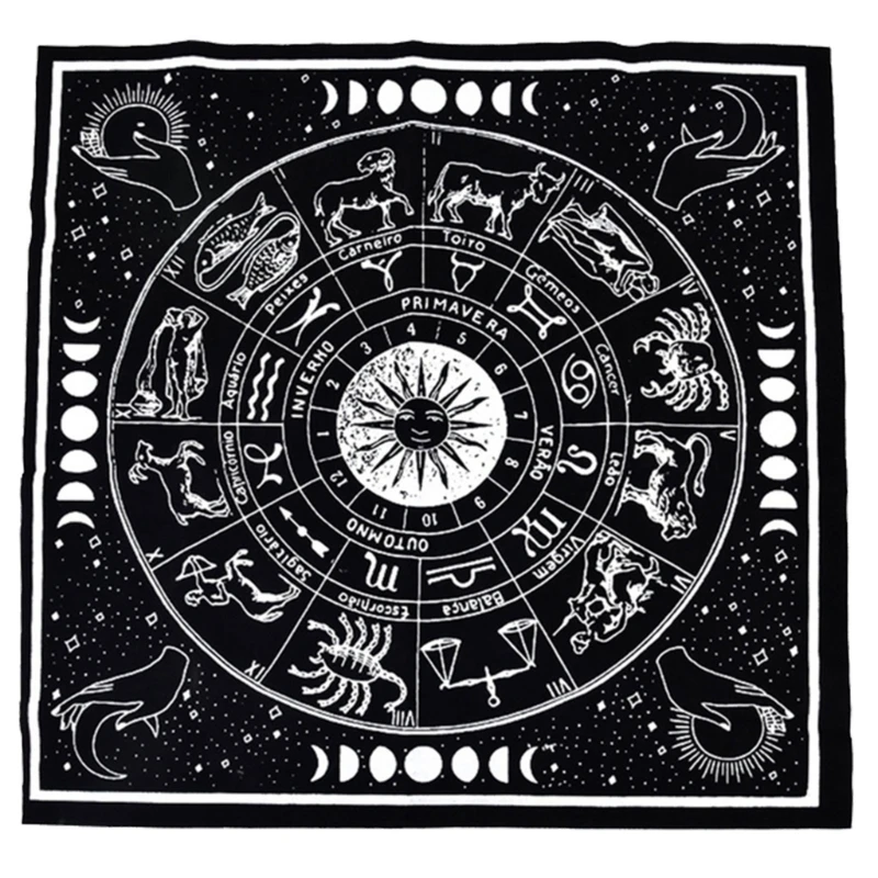 

F1FD Square Shape Pendulum Divination Altar Tablecloth Board Game Tarot Pad Rune Table Cloth Astrology Oracles Board Game Mat