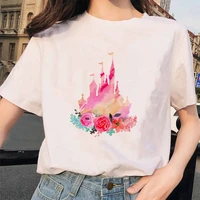 t shirt popular women comfy summer new products tshirt trendy disney castle flowers pink aesthetic short sleeve lady cotton top
