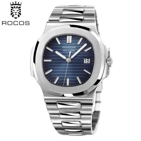 Мужские автоматические механические часы ROCOS, классические водонепроницаемые наручные часы со стальной полосой, роскошные повседневные эл...