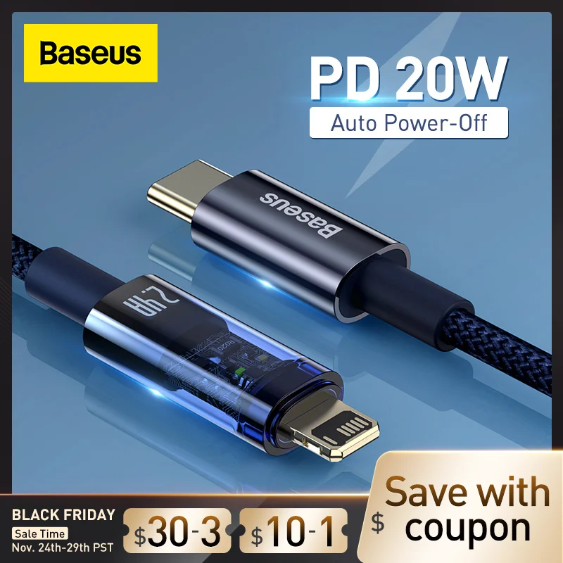 Кабель зарядный Baseus 20 Вт с USB-портом для iPhone 13 12 11 Pro Max Mini | Мобильные телефоны и