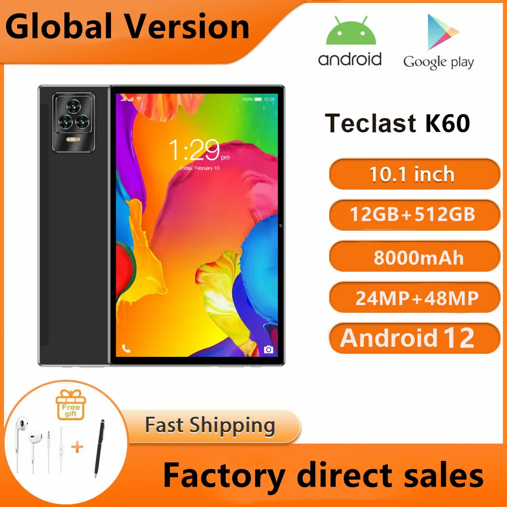 

2023 Global Version NEW K60 Tablet PC 10.1 inch Android 13 12GB+512GB Tablet Deca Core Google Play WPS 5G WIFI Hot Sale Tablet