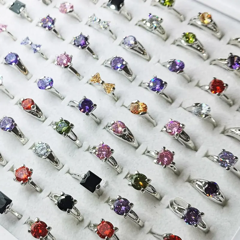 

Женское Обручальное кольцо с фианитом, серебряного цвета, 10 шт./партия