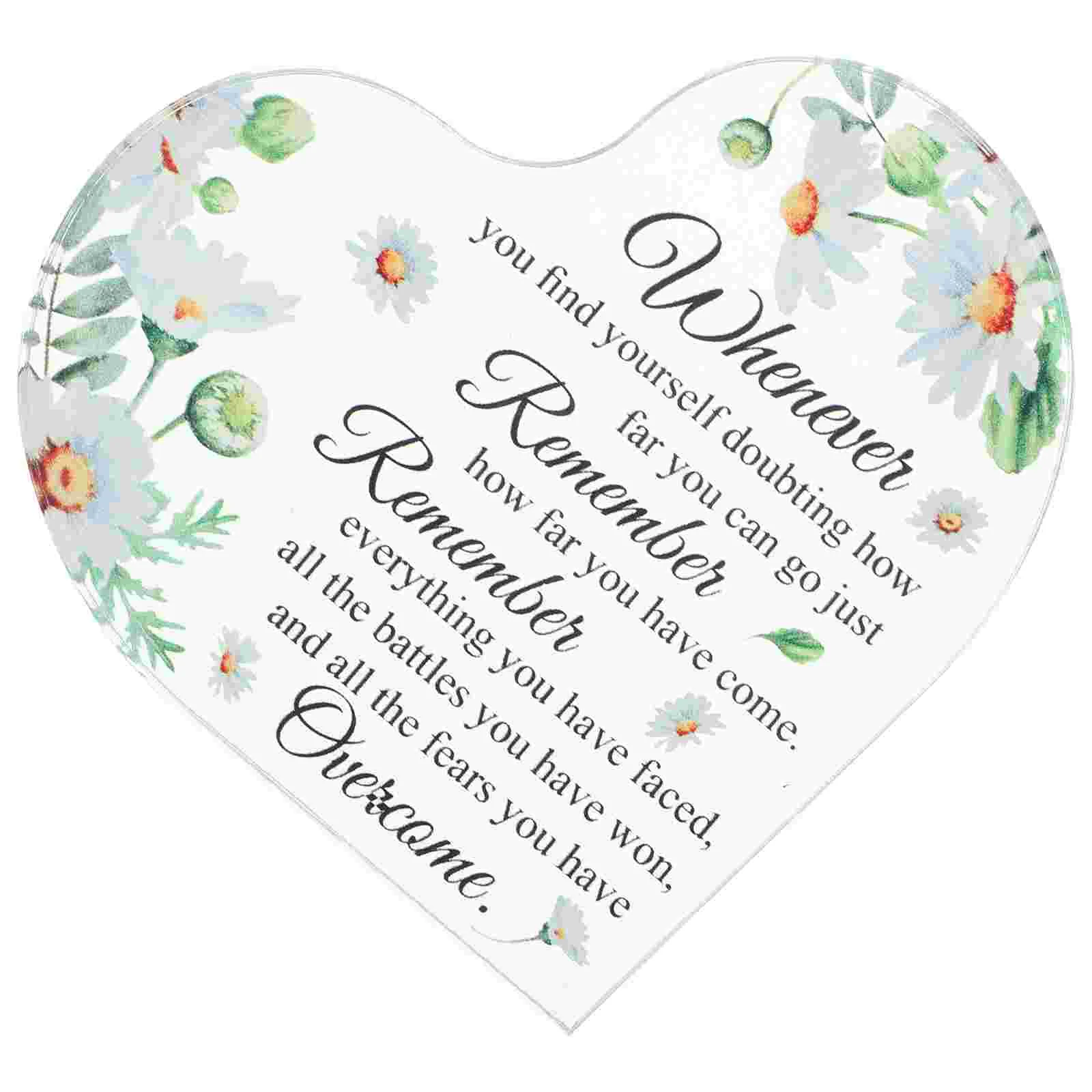 

Office Desk Heart Ornaments Desktop Decor Crystal Acrylic Sign Inspirational Centerpiece Table