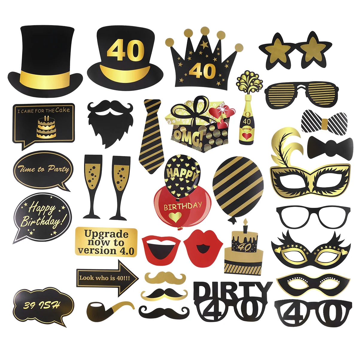 

35pcs Photo Booth Props Bridal 40th Birthday for Men Photo Props