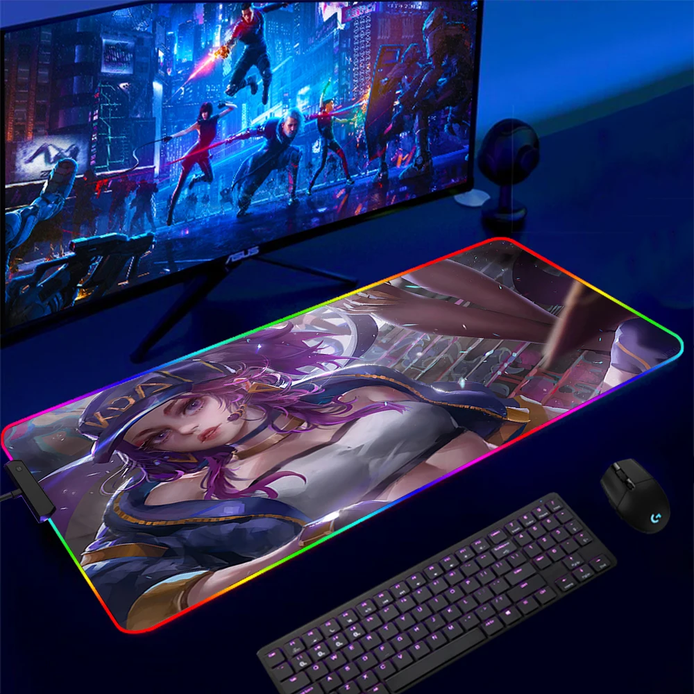 

LOL KDA ALL OUT Mouse Pad RGB LED Akali League of Legends Carpet Gamer PC Computer Keyboard Gaming Accessories Table XL Mousepad