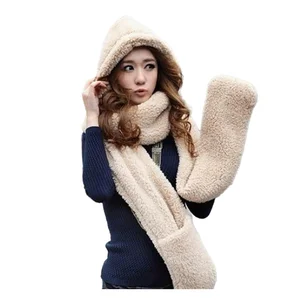 2022 Autumn and winter freeshipping Wool lovers cap with scarf gloves hat  Women fashion winter accessories set-6